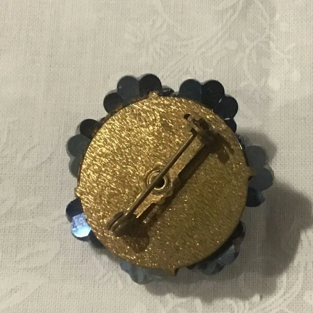 Vintage Bright Blues Sequin Crystal Pin